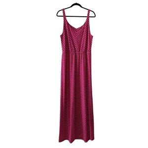 Sonoma Fuchsia and White Striped Maxi Dress